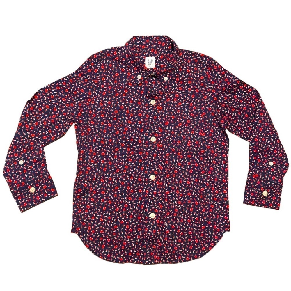 Gap long sleeve button down Christmas top Size XS